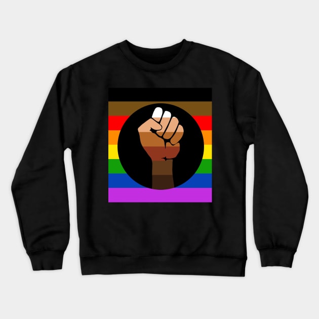 QPOC Pride Flag - Black Fist Crewneck Sweatshirt by valentinahramov